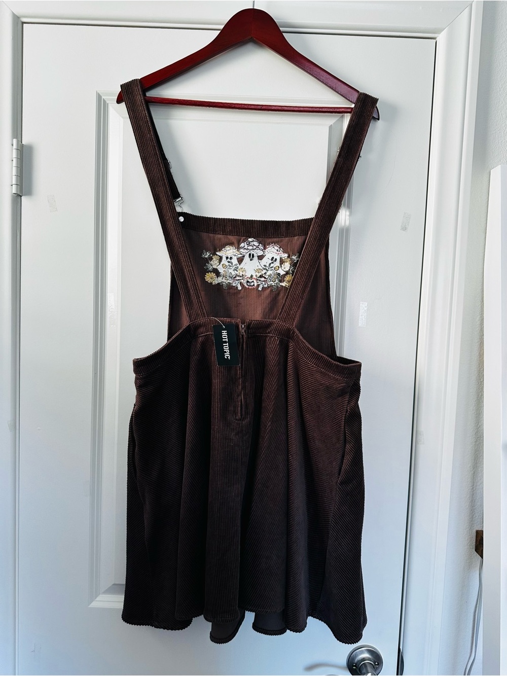Hot Topic Brown Corduroy Ghost Mushroom Cottagecore Fall Overall Dress Size XL - Picture 3 of 7